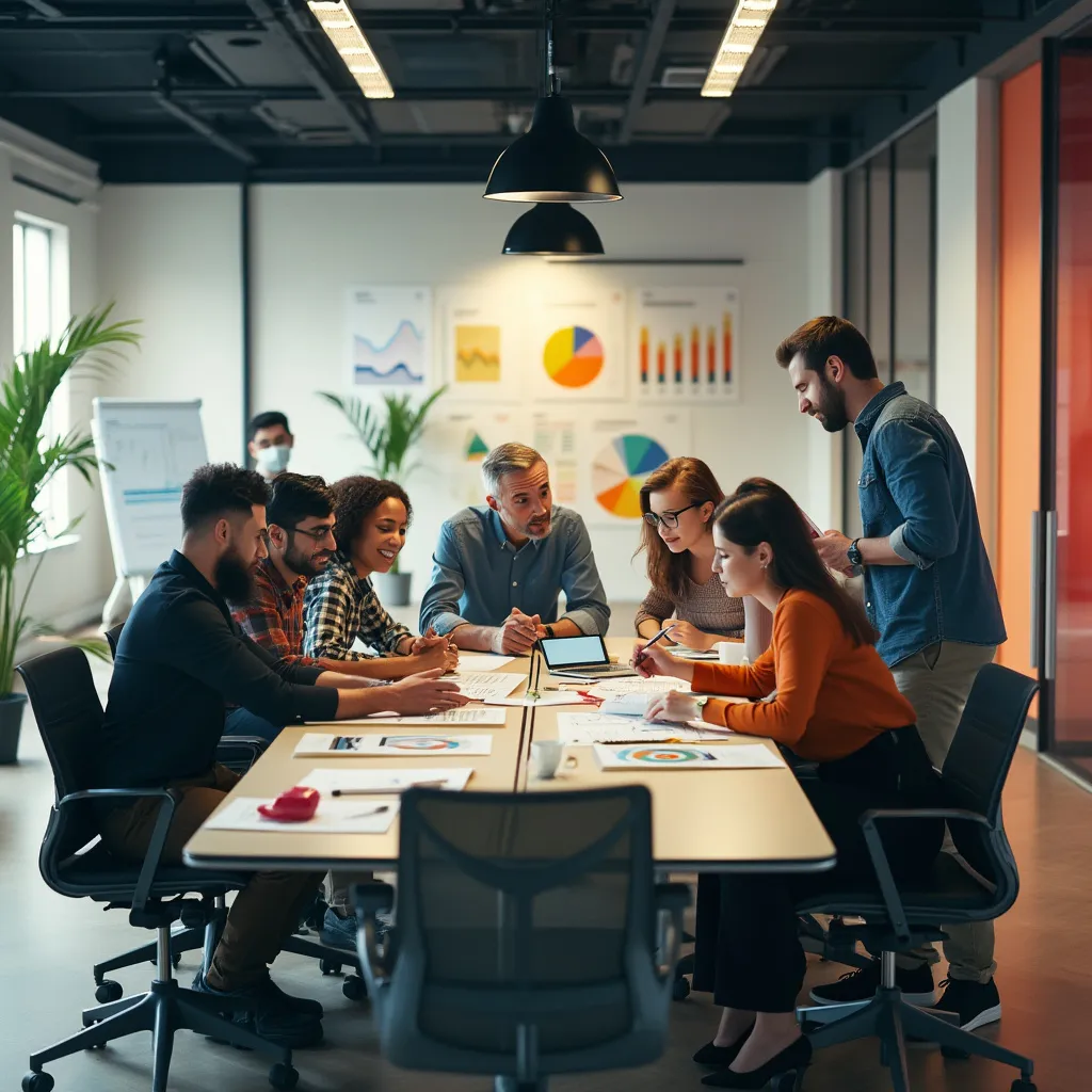 Equipo colaborando en una reunión estratégica